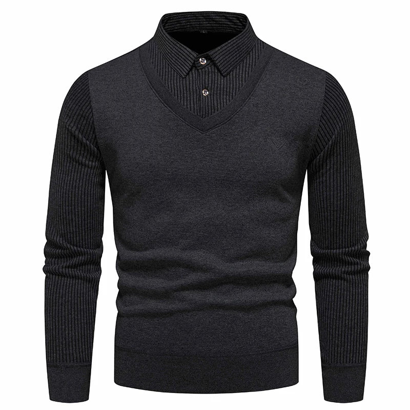 Lässiger Herrenpullover mit zweiteiligem Design