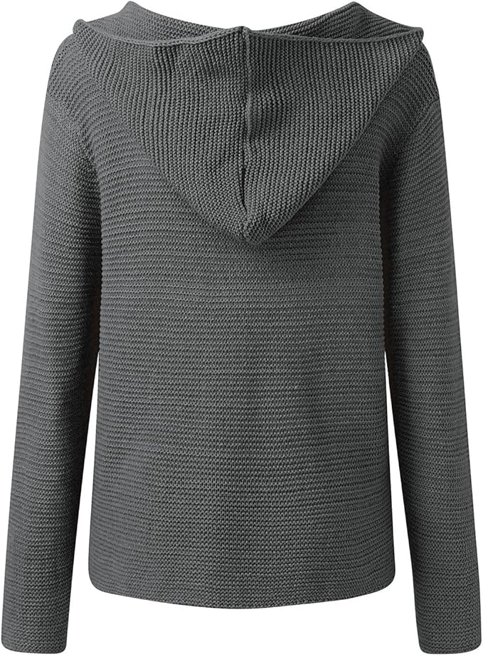 Damen Knopf Daunen Strick Strickjacke | Kapuze