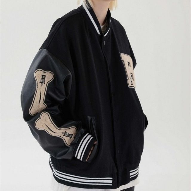 Hochschulmannschaft College Jacke mit bestickten Patches für Herren | Warme