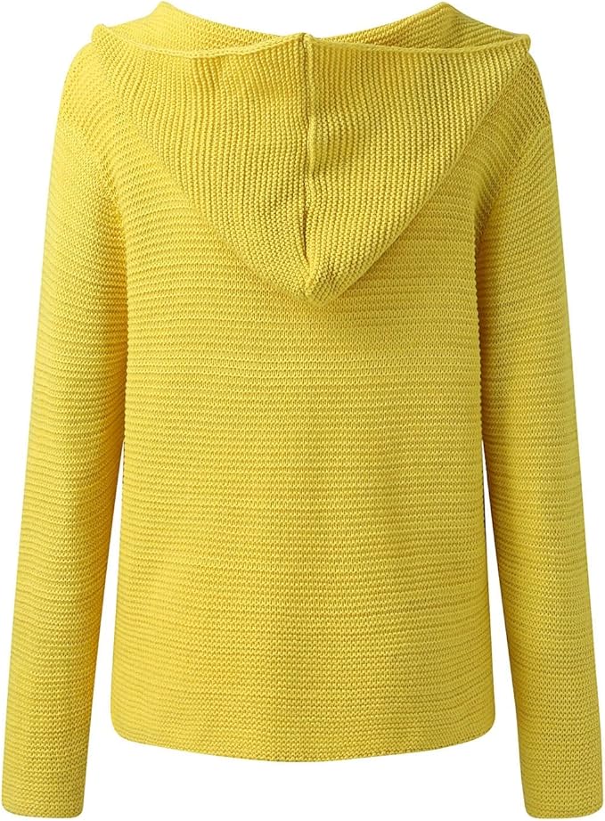 Damen Knopf Daunen Strick Strickjacke | Kapuze
