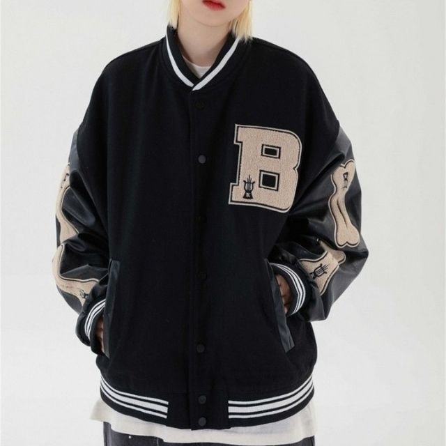 Hochschulmannschaft College Jacke mit bestickten Patches für Herren | Warme