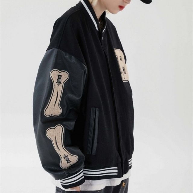 Hochschulmannschaft College Jacke mit bestickten Patches für Herren | Warme