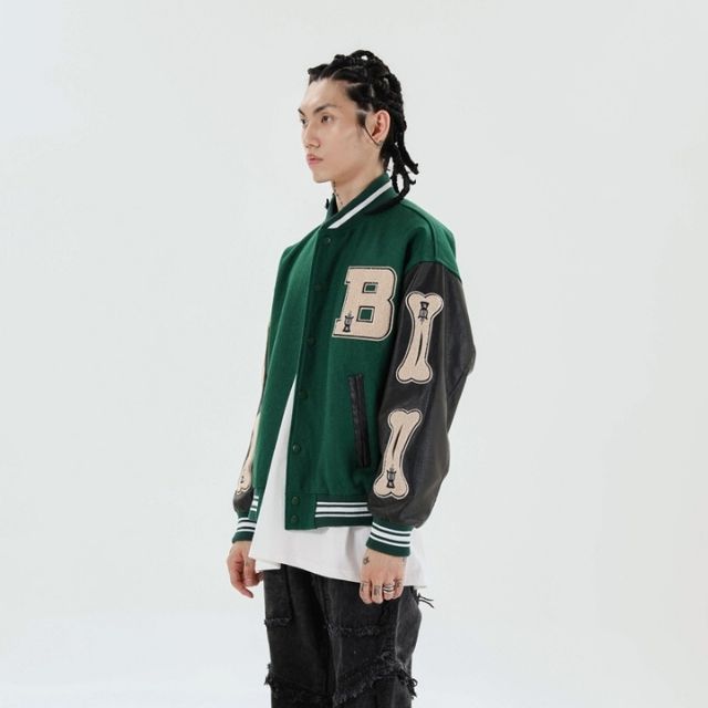 Hochschulmannschaft College Jacke mit bestickten Patches für Herren | Warme