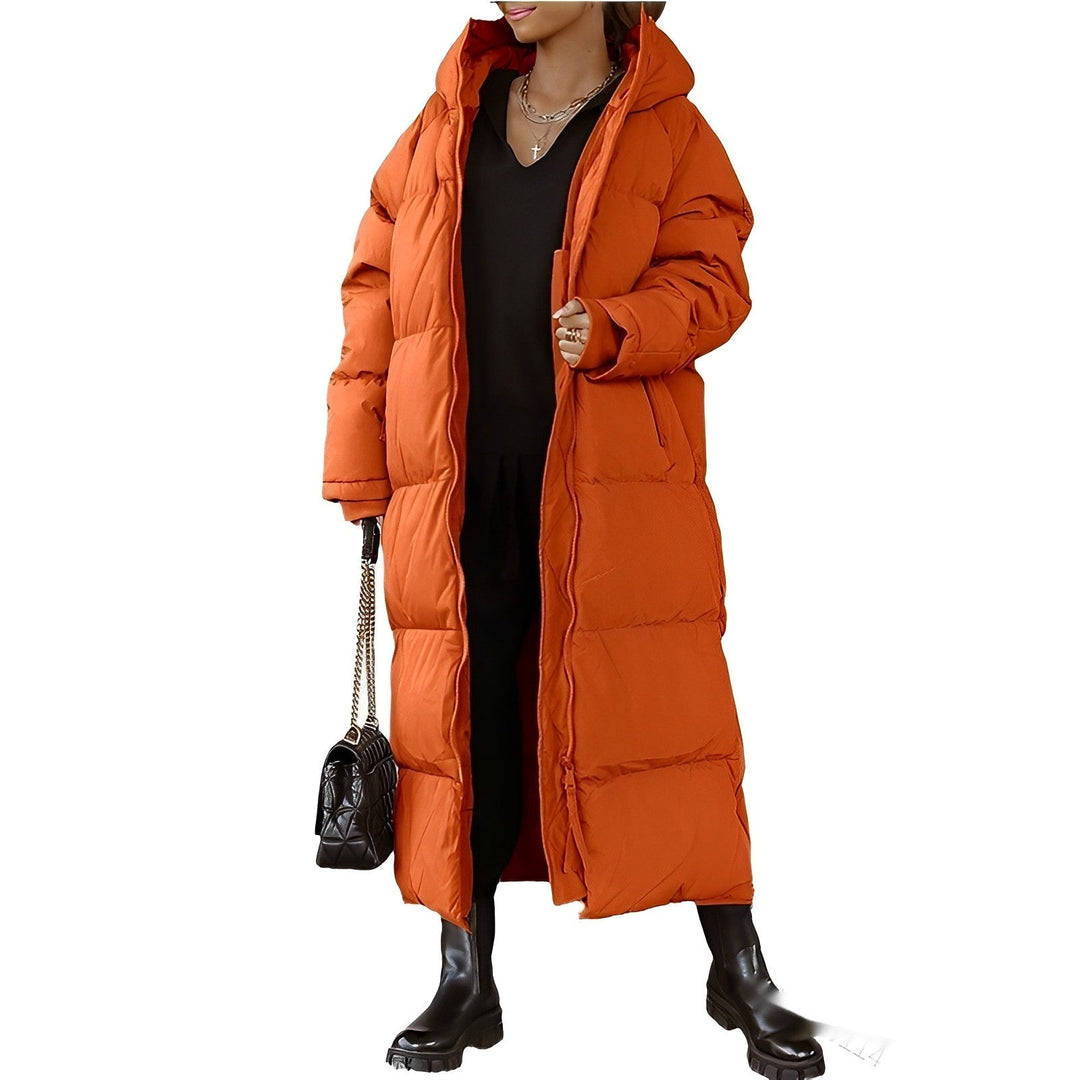 Damen Langer Daunenjacke mit Kapuze | Übergroß