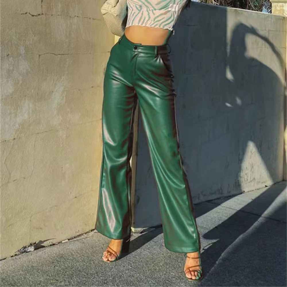 Elegante high-waist hose im lederlook