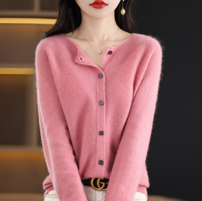 Elegante Woll-Cardigan mit Knopfverschluss