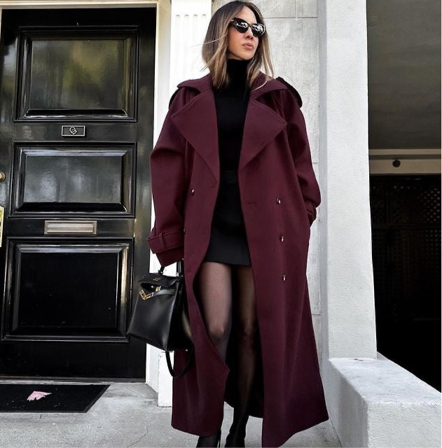 Damen Langer Trench Mantel | Zweireiher