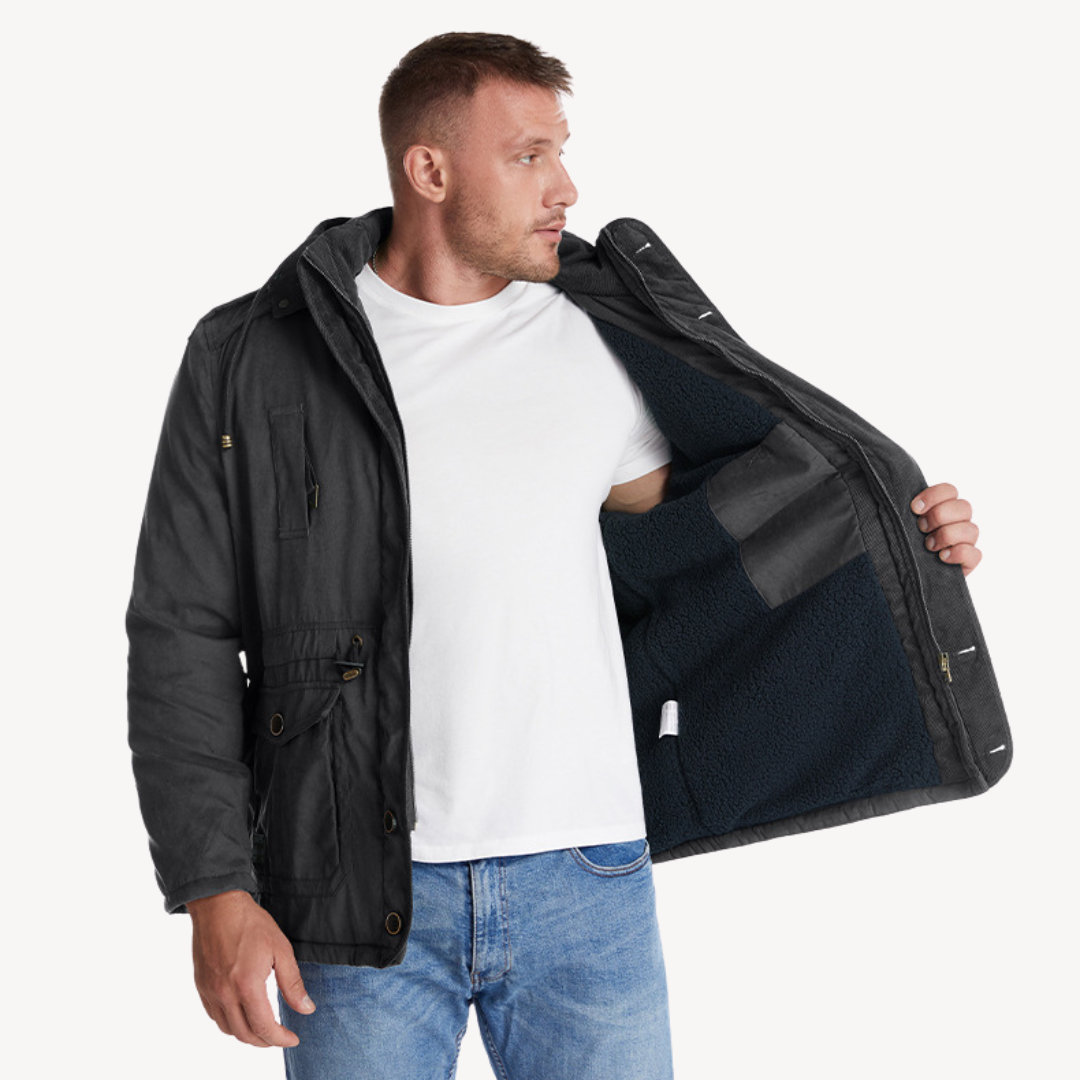 Herren Jacke mit Kapuze und mehreren Taschen | Winter