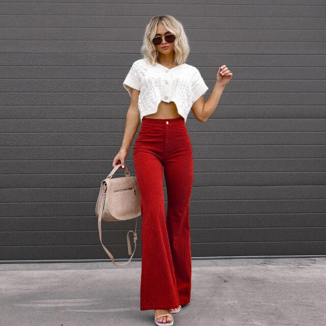 Elegante schlaghosen mit hoher taille