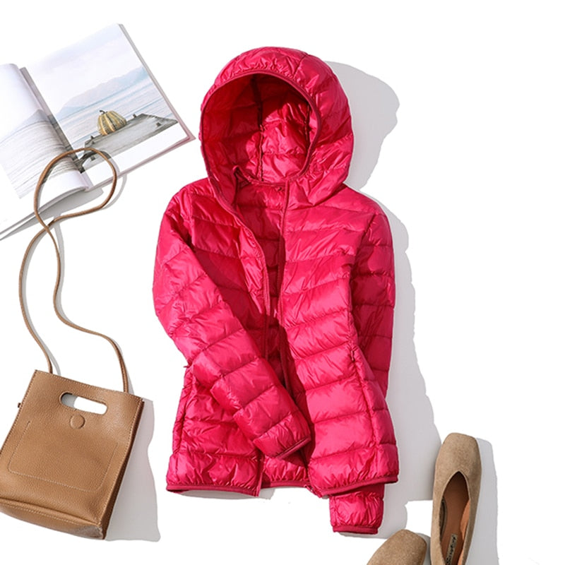 Ultraleichte dünne daunenjacke für frauen