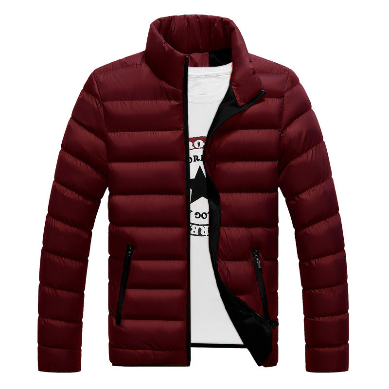 Herren Stehkragen Puffer Daunenjacke | Reißverschlusstaschen