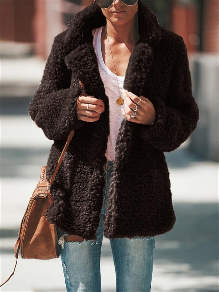 Klassische Damen Teddy Jacke | Flauschig