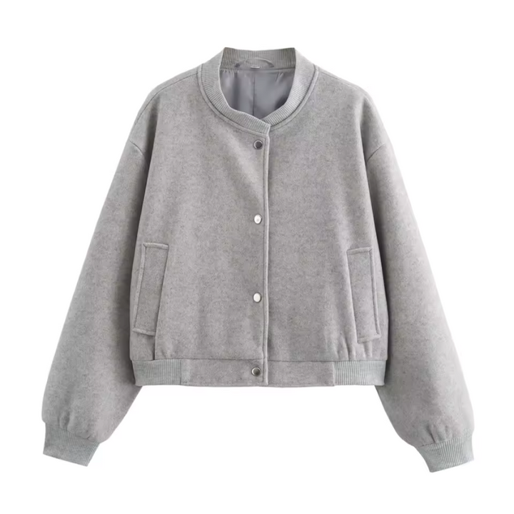 Gerippte Bomberjacke für Damen | Knopf