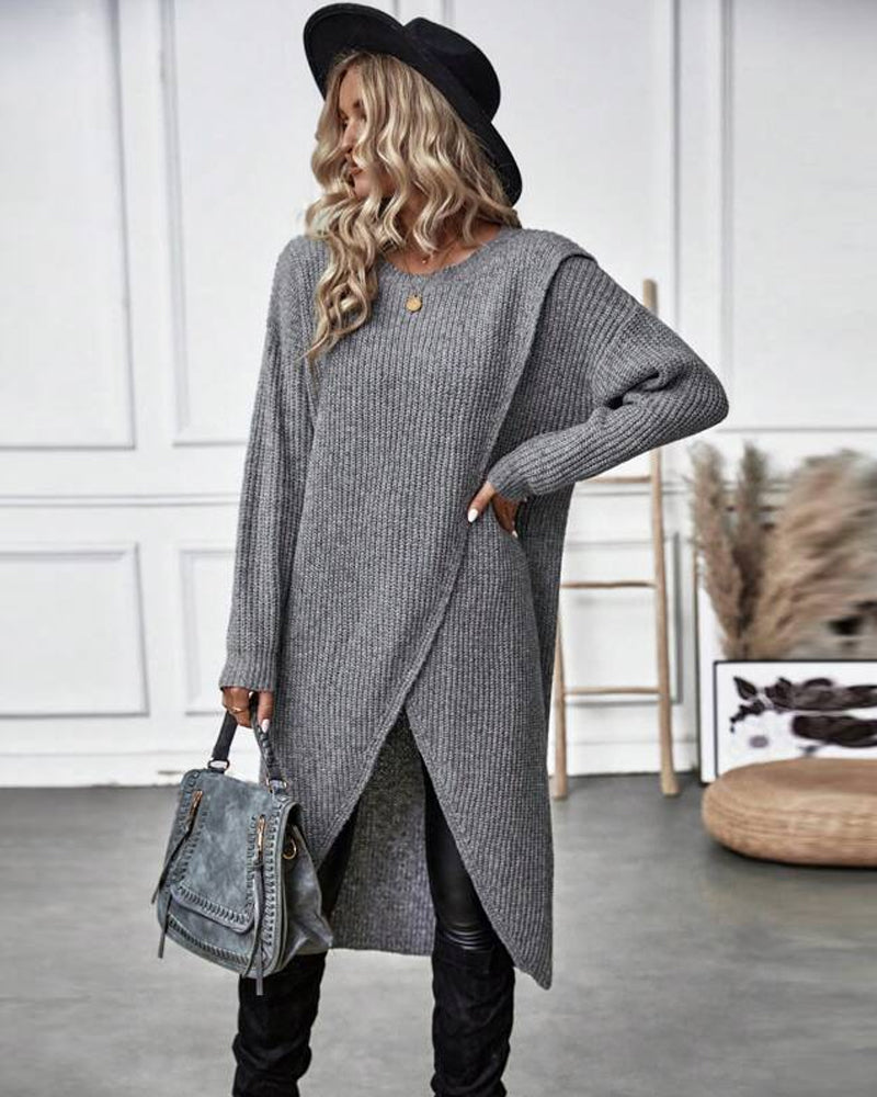 Langes modisches Pullover-Kleid