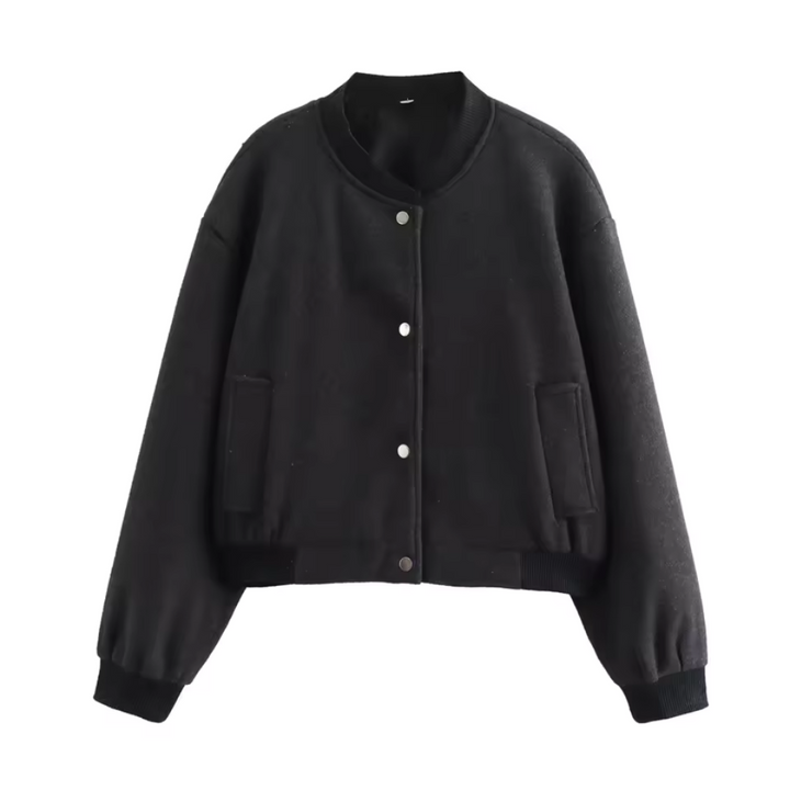Gerippte Bomberjacke für Damen | Knopf