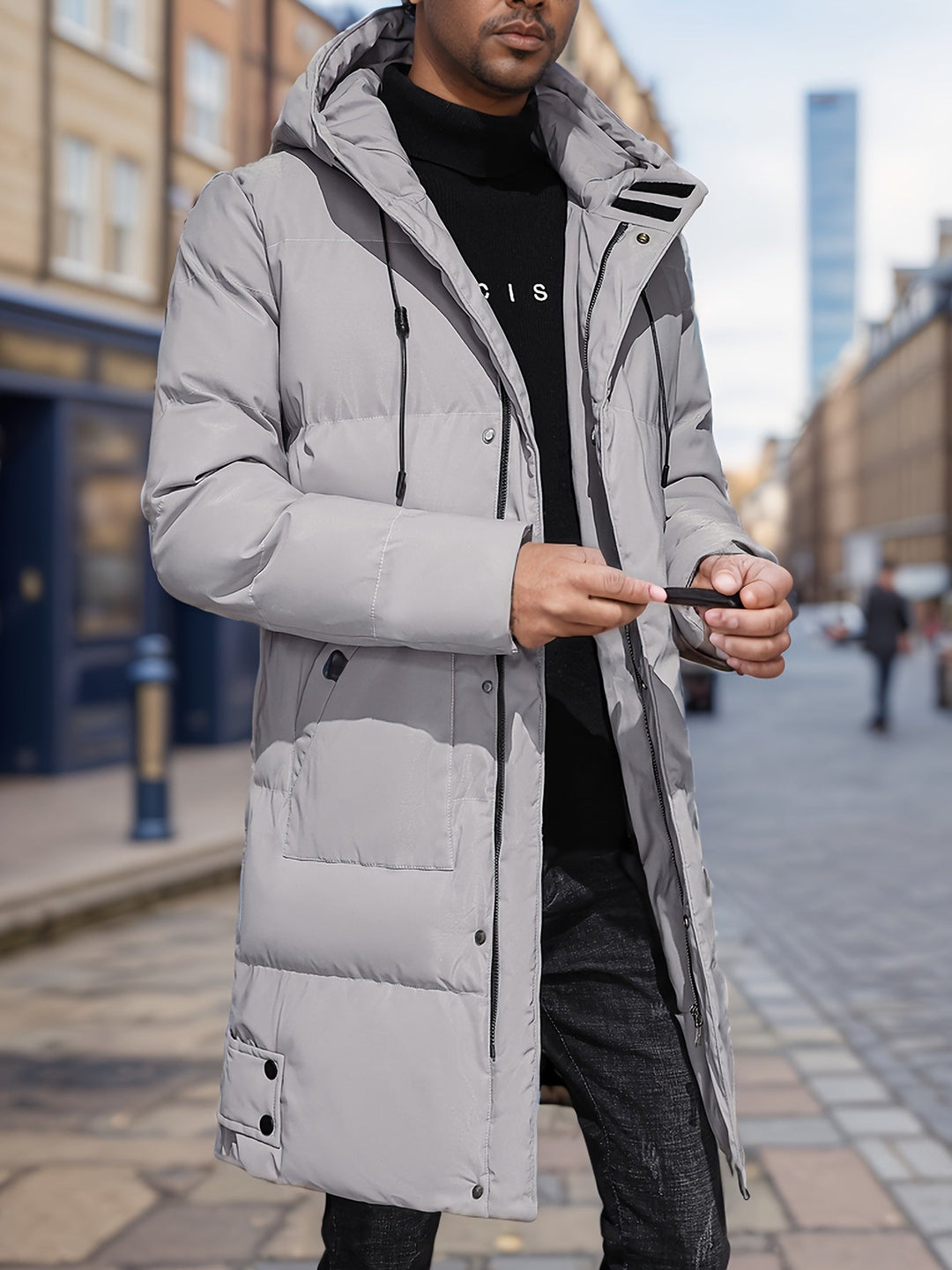 Herren Lange Kapuzen Puffer Jacke | Winter