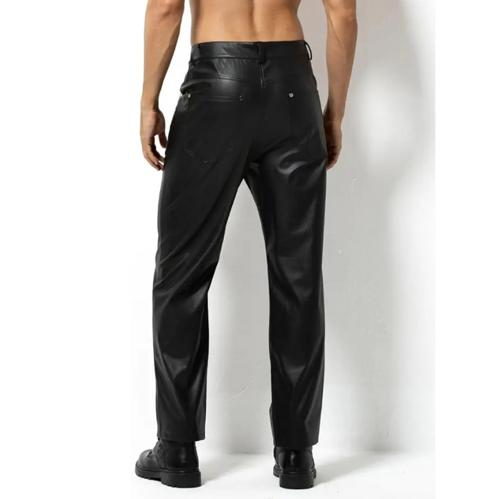 Klassische lederlook-hose mit geradem bein