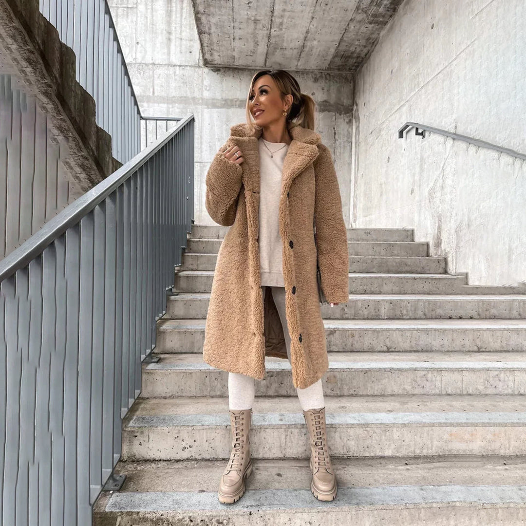 Damen Knopf Daunen Langer Mantel | Übergröße