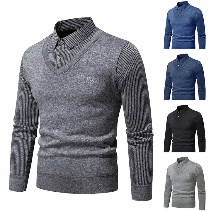 Lässiger Herrenpullover mit zweiteiligem Design