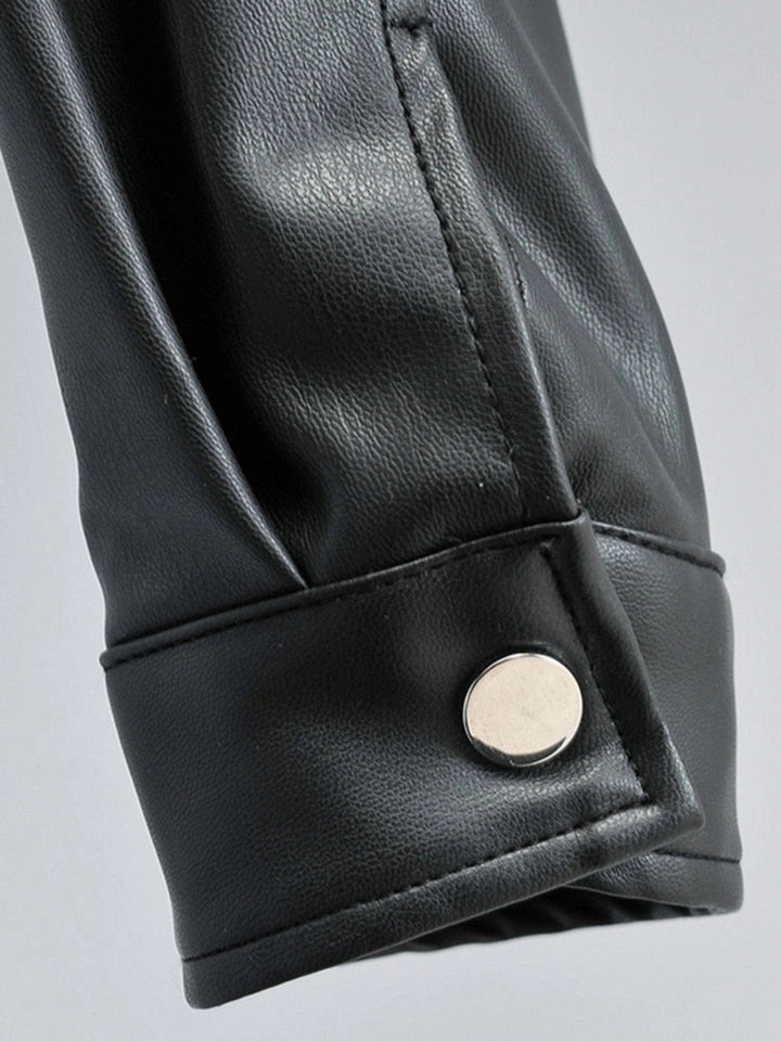Damen Gekürzte Nieten-Fransen-Bikerjacke | Schwarz
