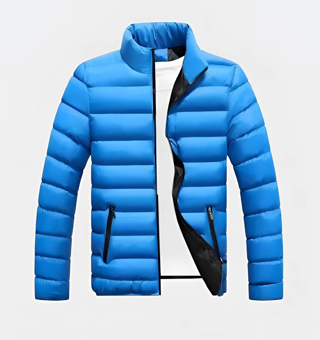 Herren Stehkragen Puffer Daunenjacke | Reißverschlusstaschen