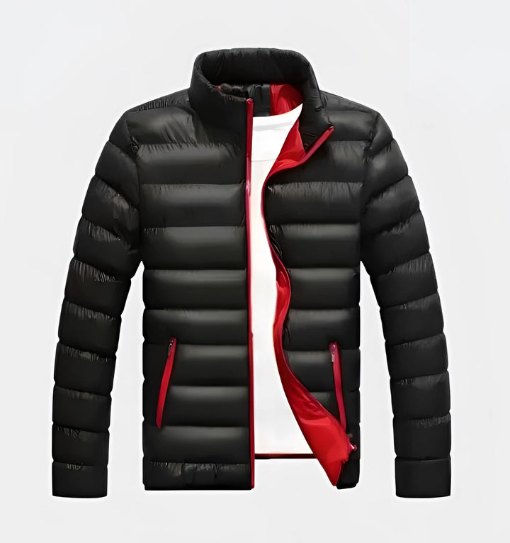 Herren Stehkragen Puffer Daunenjacke | Reißverschlusstaschen