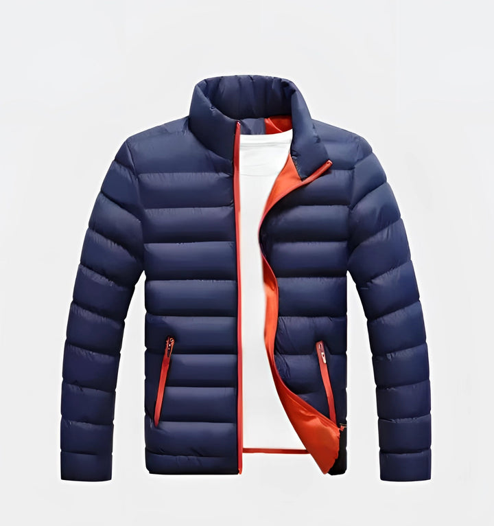 Herren Stehkragen Puffer Daunenjacke | Reißverschlusstaschen