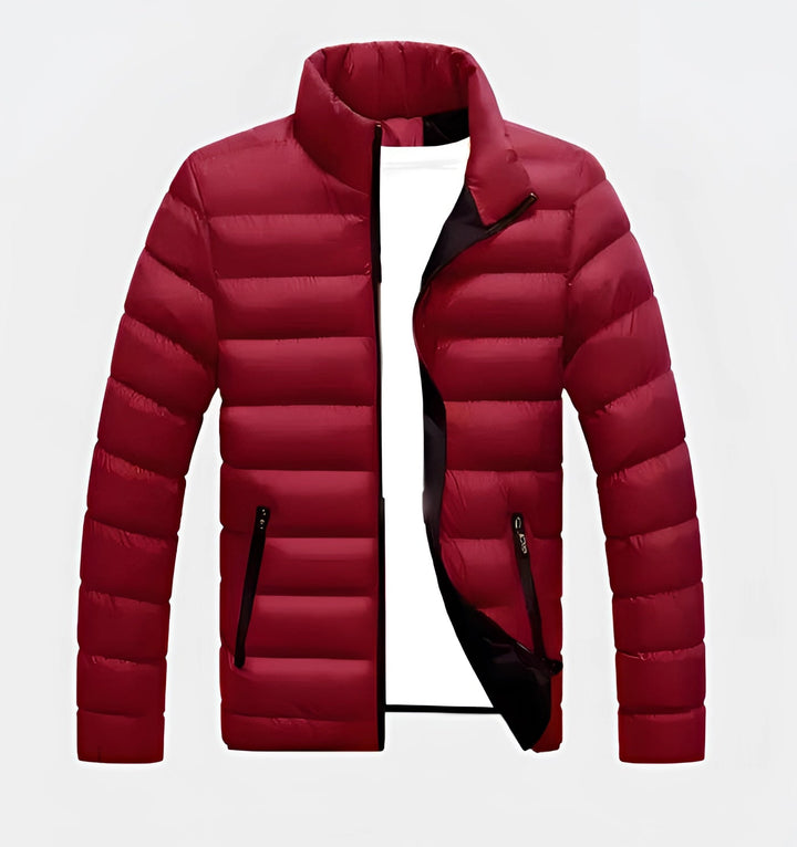 Herren Stehkragen Puffer Daunenjacke | Reißverschlusstaschen