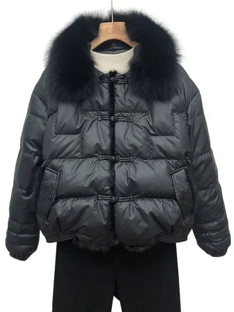Damen Dicke Weinlese-Daunenjacke | Warme