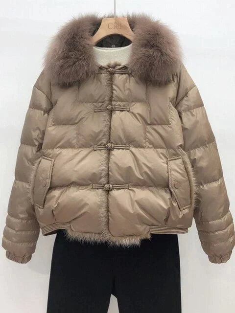 Damen Dicke Weinlese-Daunenjacke | Warme