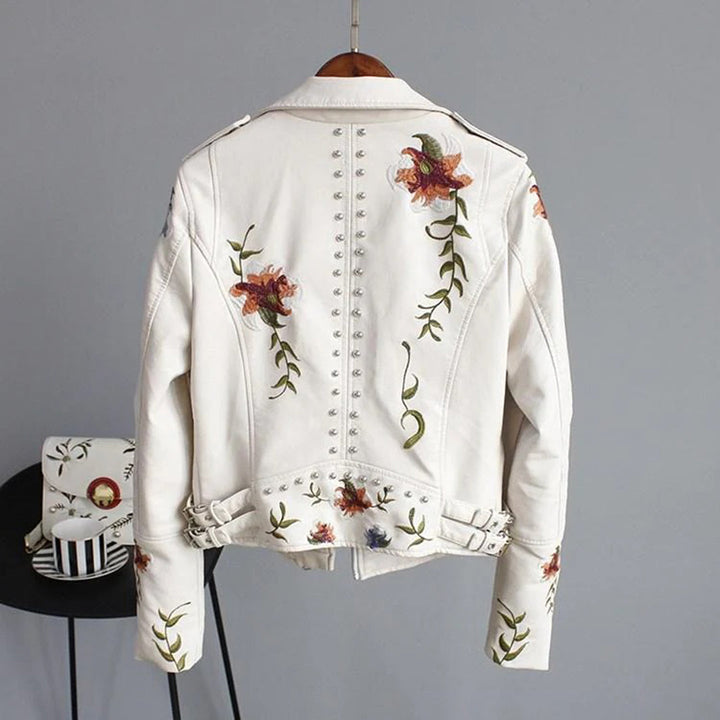 Damen Bikerjacke mit Blumenmuster | Lange Ärmel