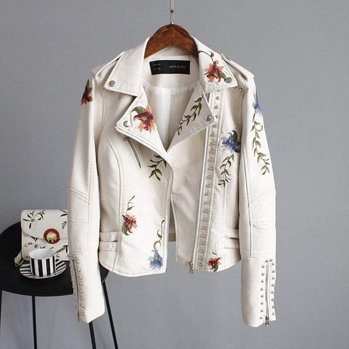 Damen Bikerjacke mit Blumenmuster | Lange Ärmel