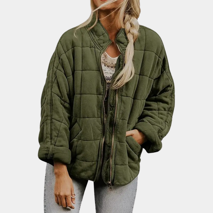 Damen Langarm Jacke mit Reißverschluss | Fronttaschen