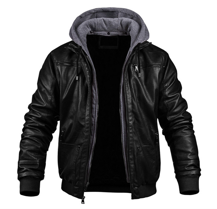 Herren Jacke mit Kapuze und Reißverschluss | Rippenbündchen