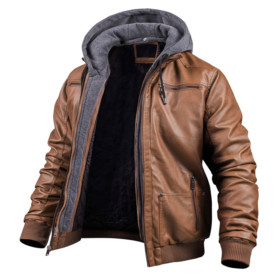 Herren Jacke mit Kapuze und Reißverschluss | Rippenbündchen