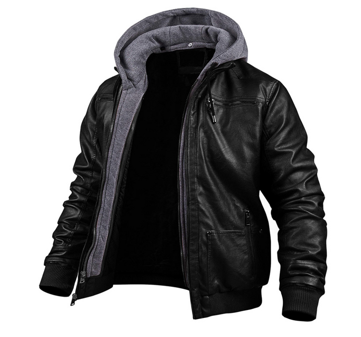 Herren Jacke mit Kapuze und Reißverschluss | Rippenbündchen