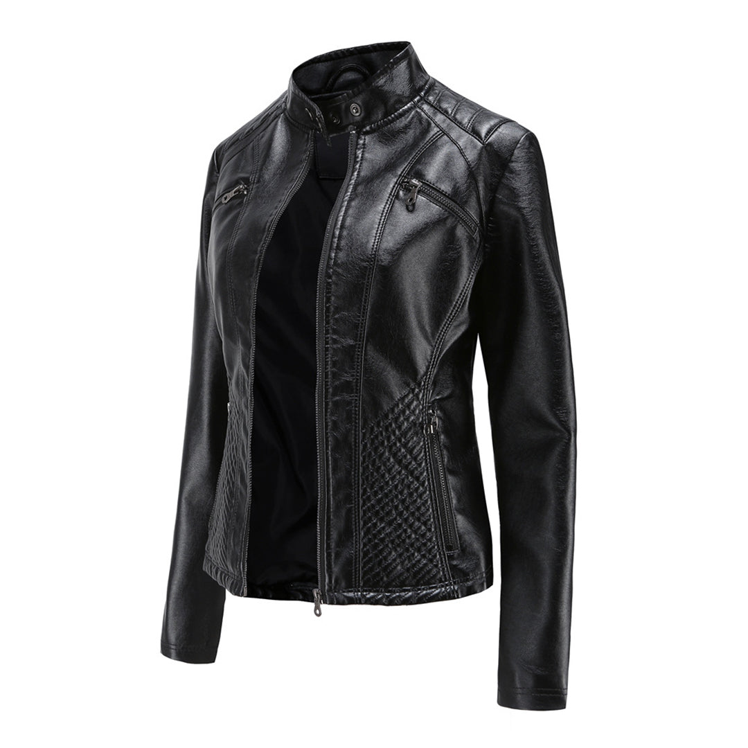 Damen Biker Jacke mit Reißverschluss | Lange Ärmel