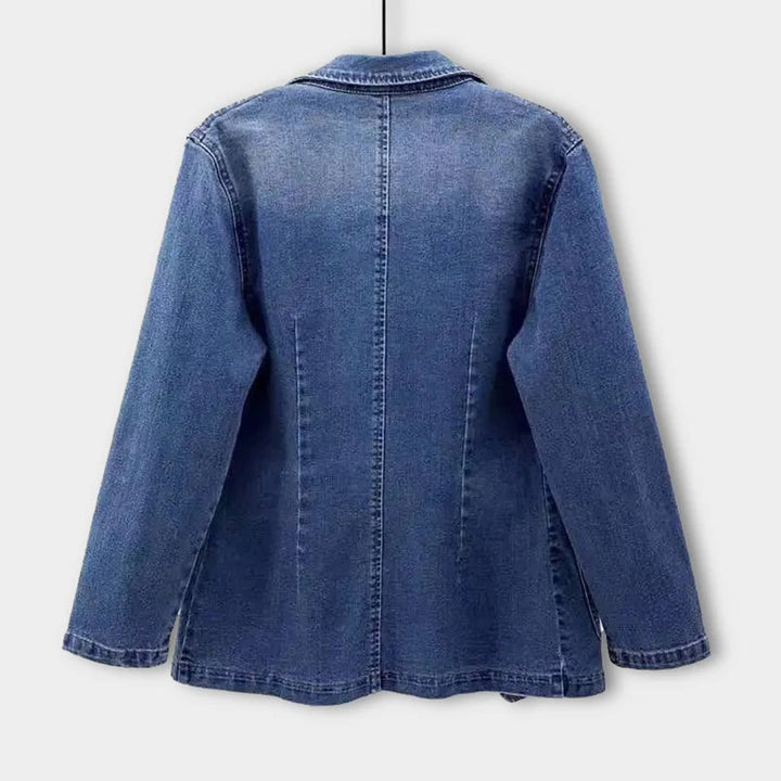 Damen langarm Jeansjacke | Vordertaschen