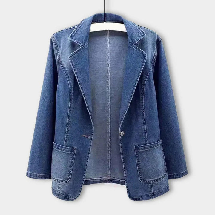 Damen langarm Jeansjacke | Vordertaschen