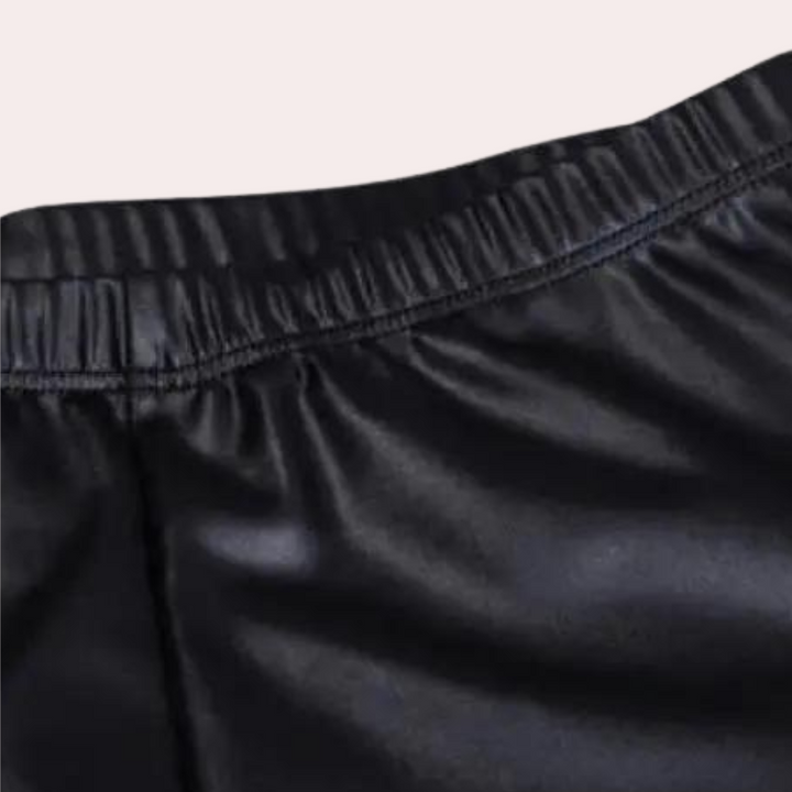 High-waist leggings im lederlook mit fleecefutter