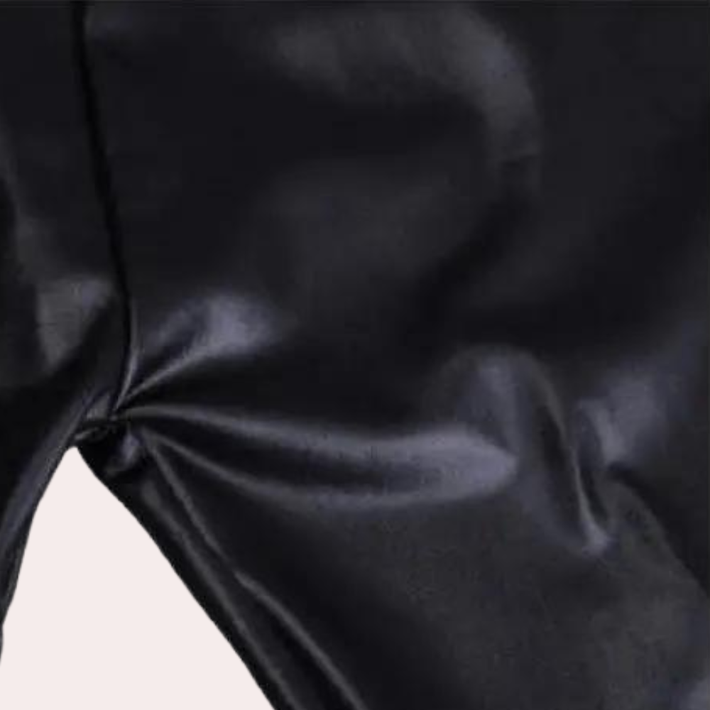 High-waist leggings im lederlook mit fleecefutter