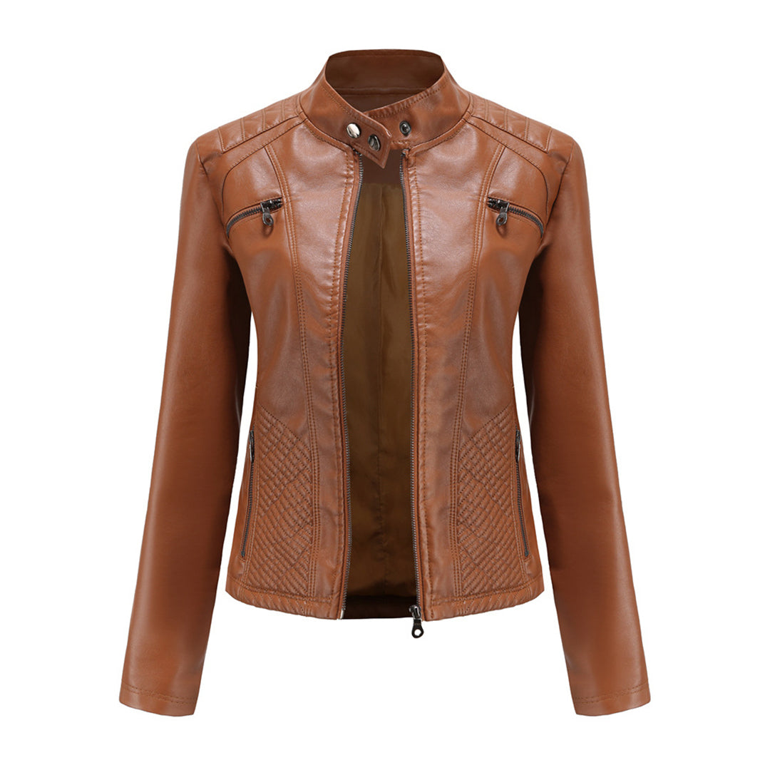 Damen Biker Jacke mit Reißverschluss | Lange Ärmel