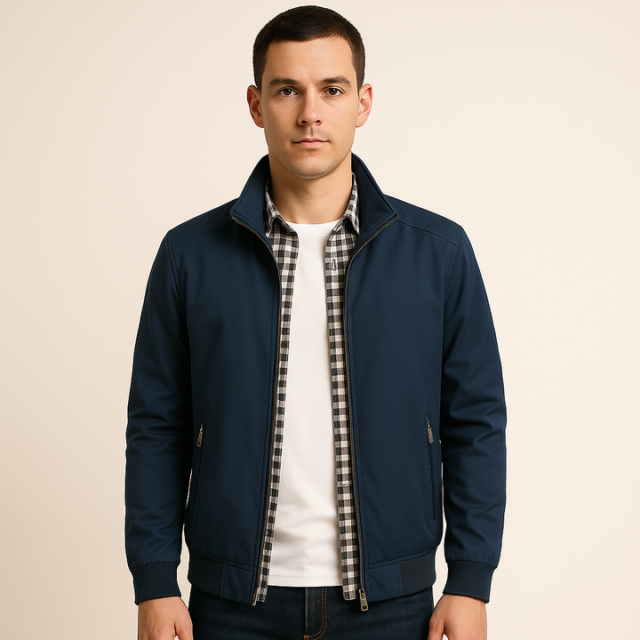 Herren Schlanke Passform Stehkragen Jacke | Reißverschluss