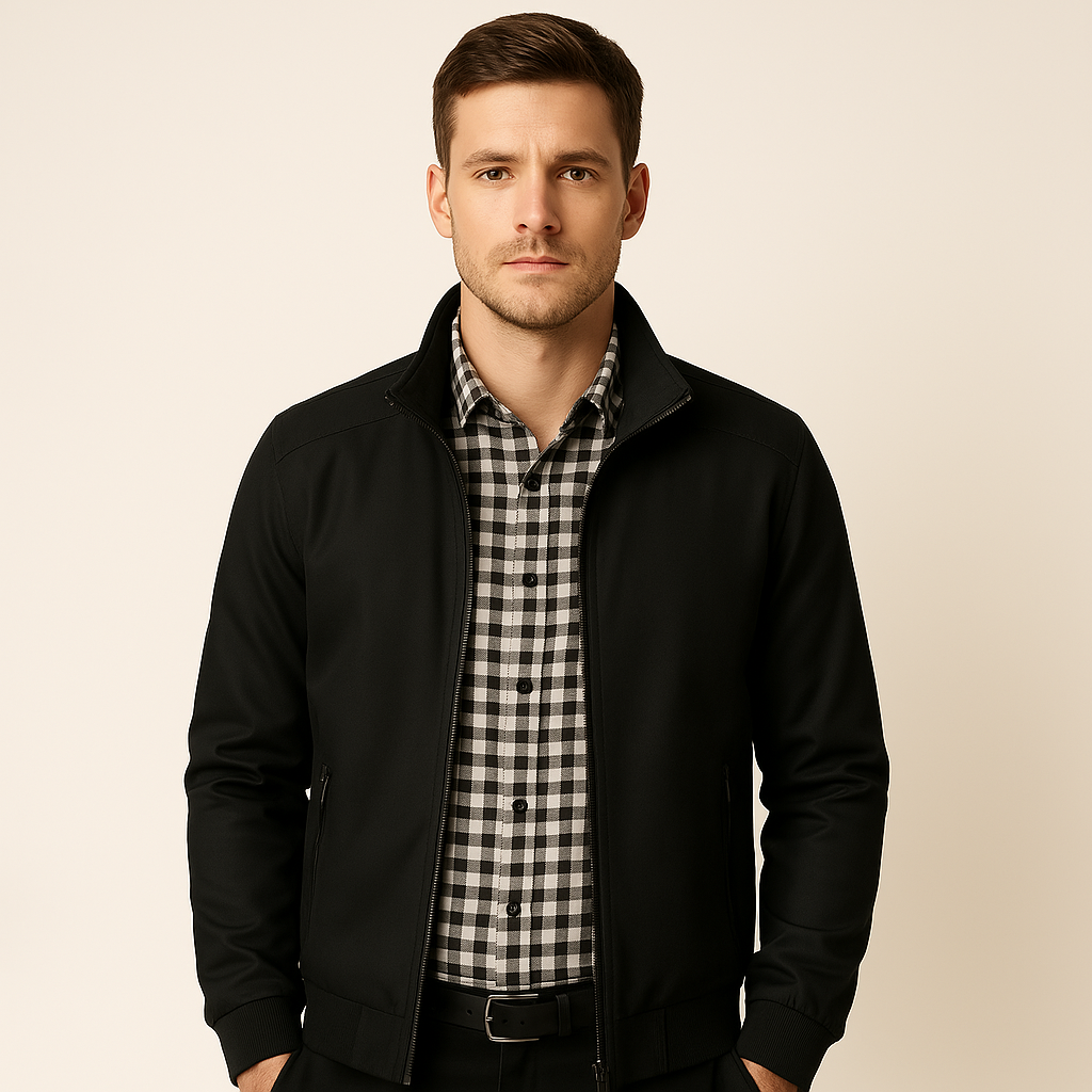 Herren Schlanke Passform Stehkragen Jacke | Reißverschluss