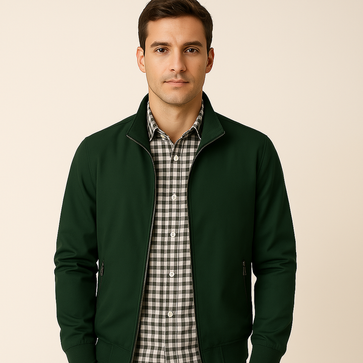 Herren Schlanke Passform Stehkragen Jacke | Reißverschluss