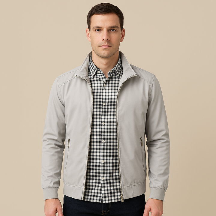 Herren Schlanke Passform Stehkragen Jacke | Reißverschluss