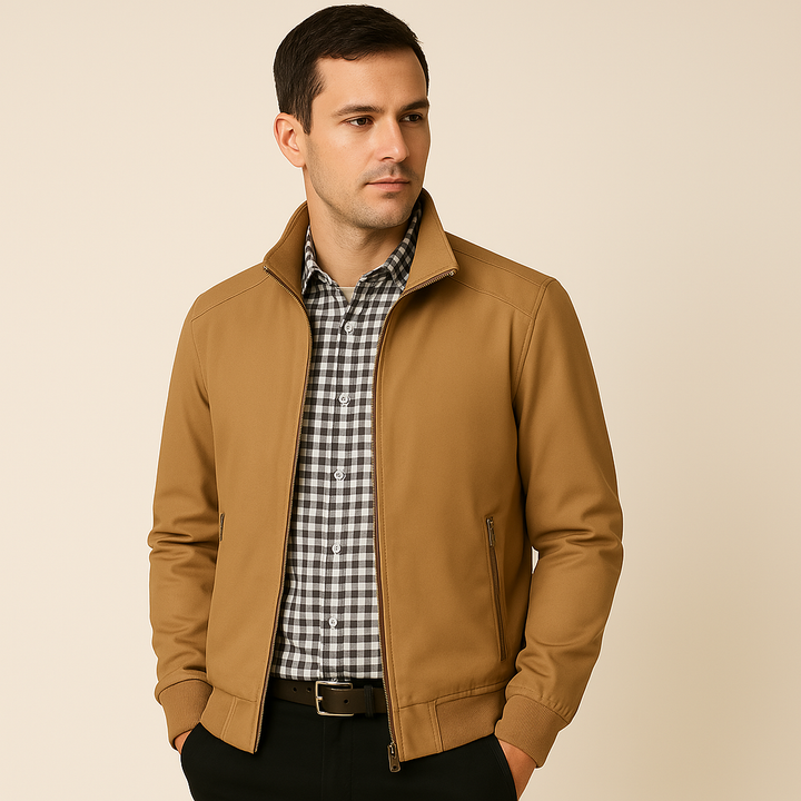 Herren Schlanke Passform Stehkragen Jacke | Reißverschluss
