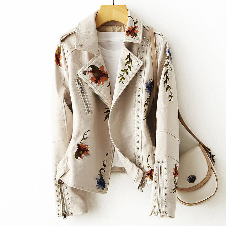 Damen Blumenmuster Reißverschluss Jacke | Langen Ärmeln