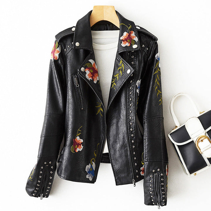 Damen Blumenmuster Reißverschluss Jacke | Langen Ärmeln