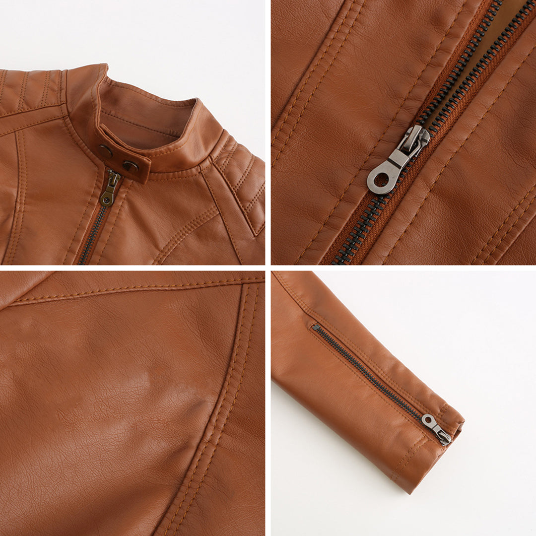 Damen Biker Jacke mit Reißverschluss | Lange Ärmel